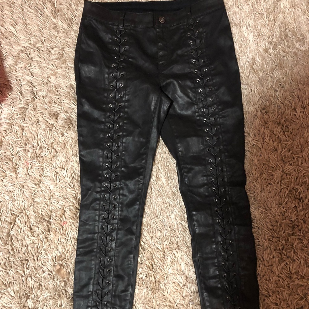 PAM&GELA Pleather Lace-Up Pants